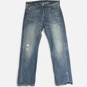 Polo Ralph Lauren Cortlandt 300 Straight Jeans Men’s 34x32 Blue Denim Fly Paint